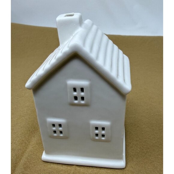 White Ceramic Village House Shaped Chimney Battery Operated Christmas Fairy - Picture 2 of 6